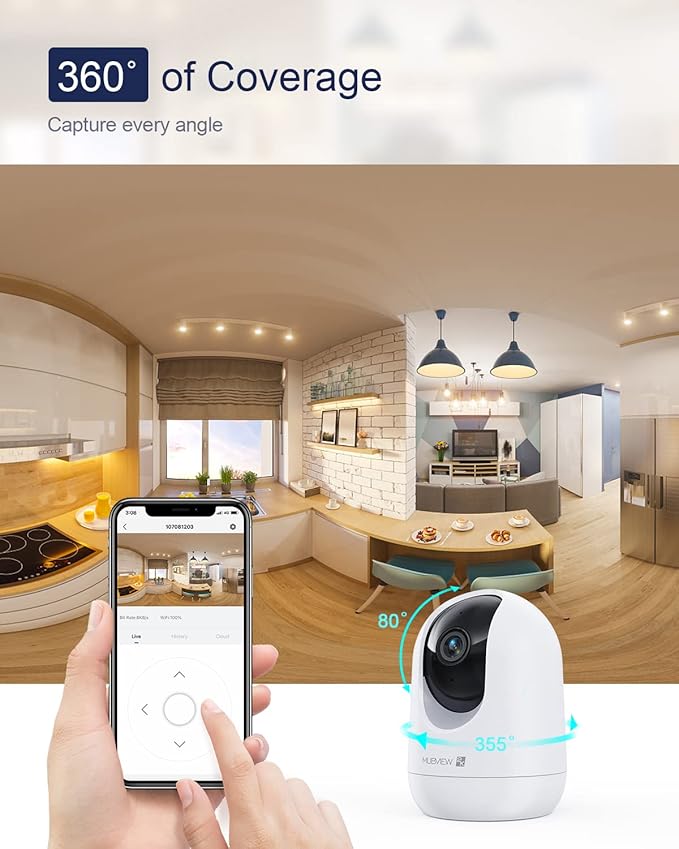 MUBVIEW Cameras for Home Security, 2.4/5GHz WiFi 2K Indoor Wired Se2.curity Baby/Pet Camera with Phone App, Night Vision, 24/7 Record, 2-Way Audio, Motion Tracking, Cloud Storage