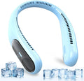 Portable Neck Fan,Personal Wearable Bladeless Fan,LED Display,4-Speeds,6000mAh USB Rechargeable,360° Strong Cooling Wind,Hands Free,White Elephant Gift,Christmas Gifts for Men Women (Light blue)