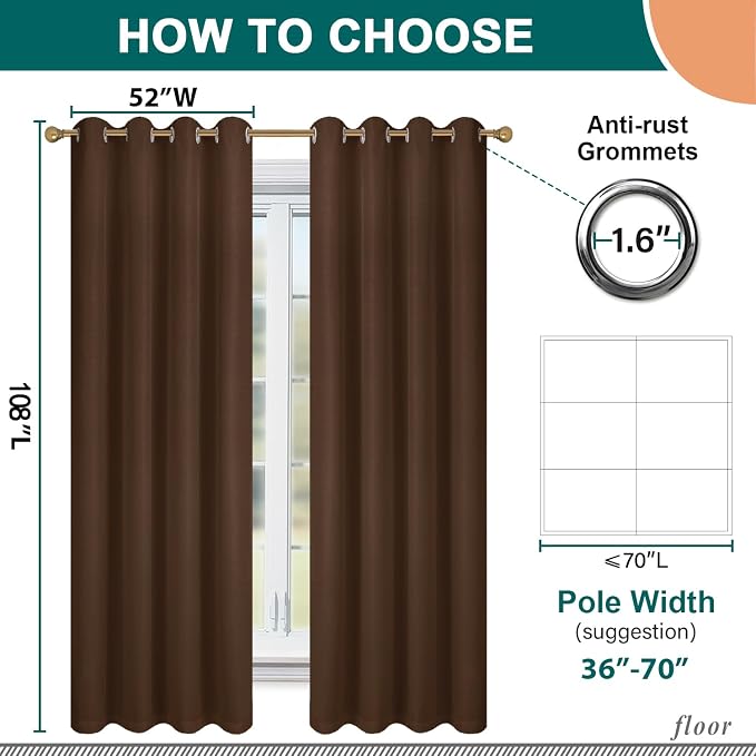 Diraysid 100% Blackout Curtains Chocolate Brown Linen Curtains - Image 5