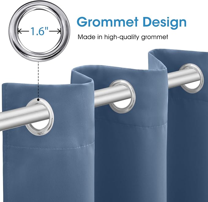 HOMEIDEAS Stone Blue Blackout Curtains 52 X 63 inches Long 2 Panels Room - Image 4