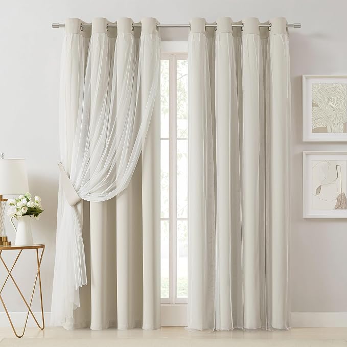 Bujasso Beige 80% Blackout Curtains by Bujasso