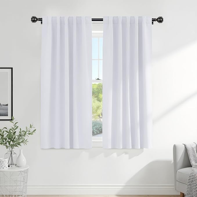 PONY DANCE 50% Light Filtering Curtains 63 inch Long, Non-See-Through Curtains by PONYDANCE
