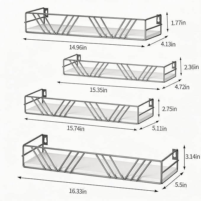 Amaoot Floating Shelves for Wall Set of 4, Wall Shelf Wood Floating Shelf | - Image 2
