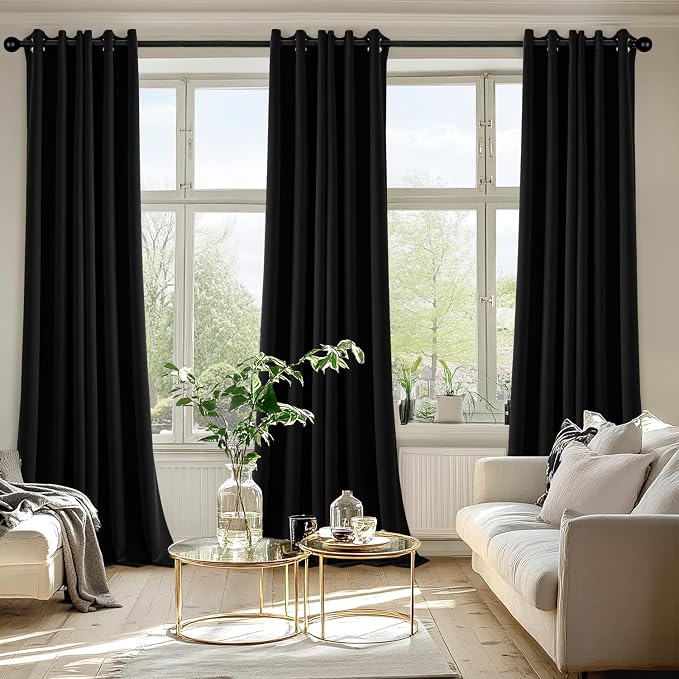 MIULEE Blackout Curtains for Bedroom 2 Panels 40 x 90 Inch Long Black | Thermal - Image 6