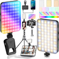 Selfie Light with Built in Power Bank, 96+ CRI Studio Lighting - 2000mAh Charges Phone, 2-24H Runtime with 3 Colors & RGB Modes Sturdy 360° Clip, for Professional Selfies, Video Conferencing (Black)