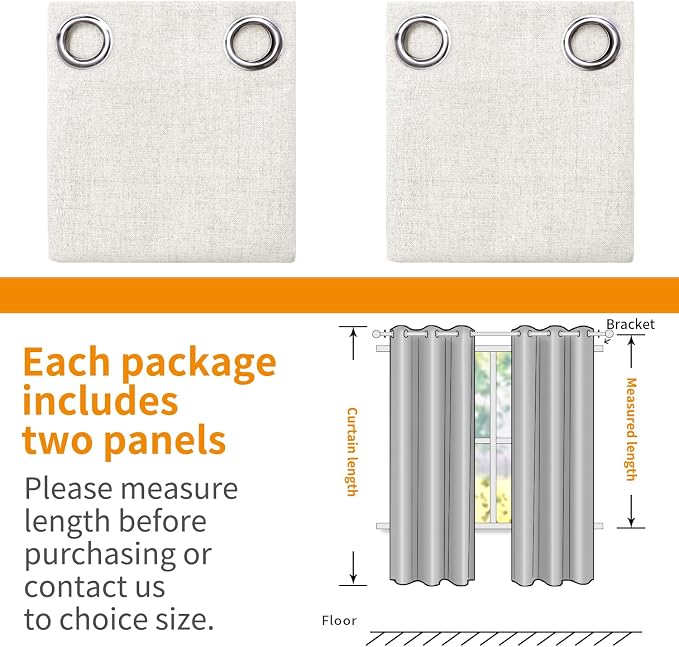 YoungsTex Ivory Linen Blackout Curtains 72 Inch Length - Image 8