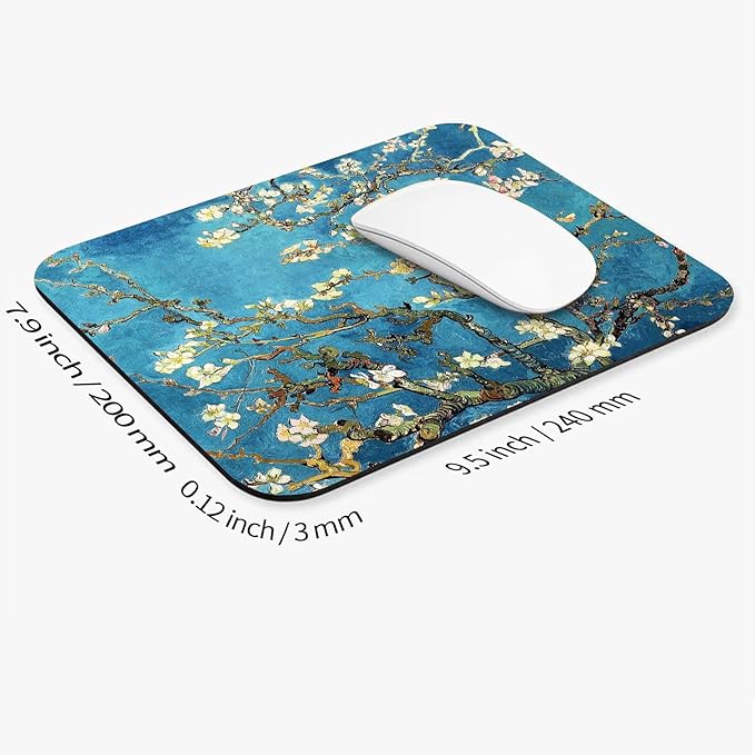 Armanza Square Mouse Pad Apricot Flower, Personalized Premium-Textured Custom Mouse Mat Design, Washable Mousepad Cloth, Non-Slip Rubber Base Computer Mouse Pads for Wireless Mouse