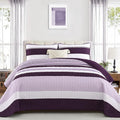 Dinjoy Queen Boho Striped Quilt Set, Breathable All-Season, 3-Piece Set Fits by DINJOY