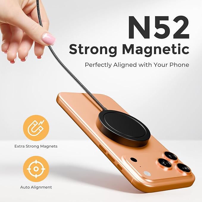 25W Magnetic Wireless Charging Pad: Qi2.2 Qi2 MagSafe Fast Charger for Google Pixel 10 iPhone 17 16 Pro Max 16e 15 14 13 12 AirPods & Samsung Galaxy Series Gift Ideal for Desk & Travel (Black, 1Pack)