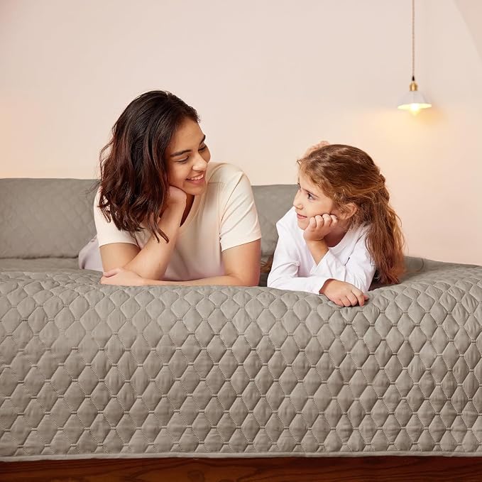 Exclusivo Mezcla Reversible Full Queen Quilt Bedding Set, Taupe | Lightweight - Image 3