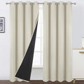 100% Blackout Curtains with Black Liner/Light Beige Curtains 52 x 84 Inch/Set by Lemomo