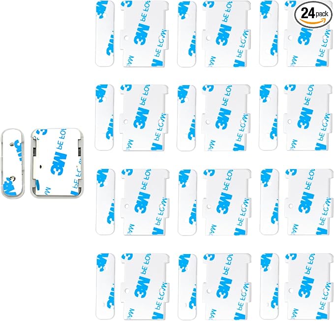 SimpliSafe Adhesive Replacement - 24 PCS Pre-Cut Strips for Entry Sensors & Magnets, No Residue Removal, Strong Hold for Wall/Door, 12 Sensor Pads + 12 Magnet Pads