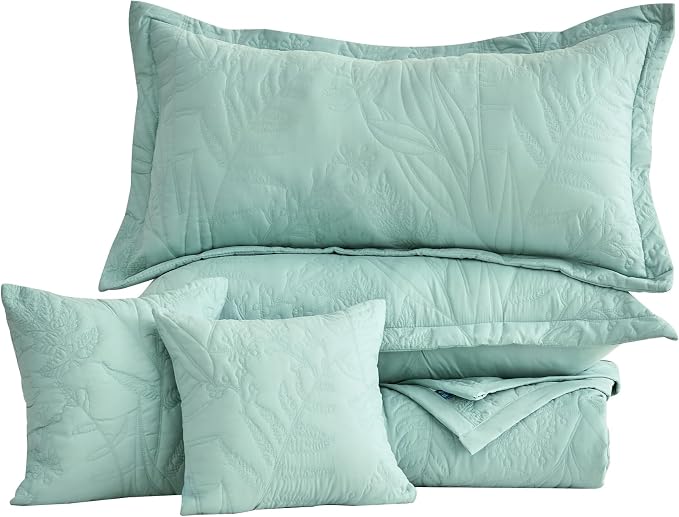 HZ & HY Oversized King Bedspreads 128x120, Seaglass | Extra Wide Coverage - Image 9