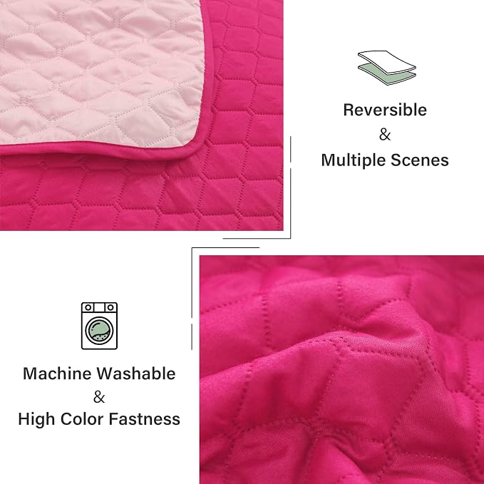 Exclusivo Mezcla Reversible Full Queen Quilt Bedding Set, Hot Pink | - Image 6