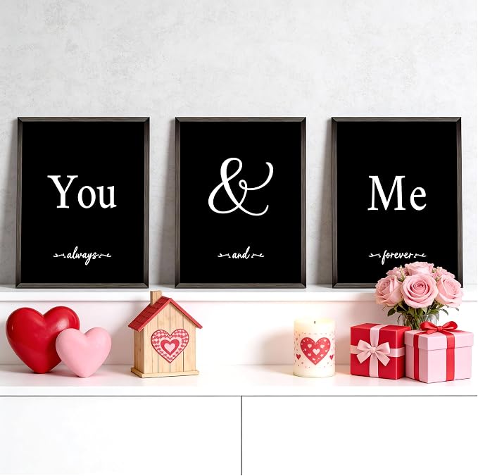 Houmury Set of 3 Framed Wall Decor Farmhouse Wall Art You & Me Always and - Image 5