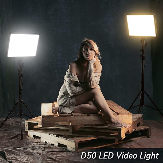 Dazzne D50 LED Video Light Panel Lights 15.4", 2 Packs 45W 3000K-8000K Bi-Color Dimmable Photography Lighting, CRI 96+ Videography Lighting for Video Shooting/Gaming/Live Stream/Studio/Film