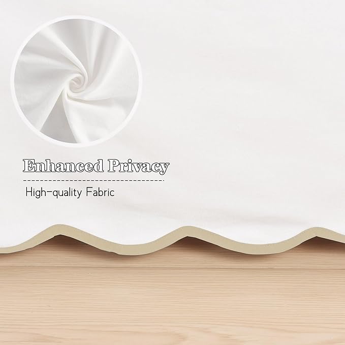 HIG King Bed Skirt - Easy Fit Scallop Edge Pleated Bedskirts with Spilt Coner, 12 Inch Drop Anti-Slip Dust Ruffle, Thick Fabric for Enhanced Privacy, Pre-Washed for Long-Lasting Use, Machine Washable