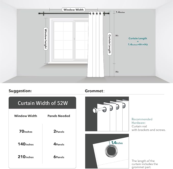 Deconovo Curtains for Living Room, Pattern Blackout Curtains 90 Inches Long | - Image 9