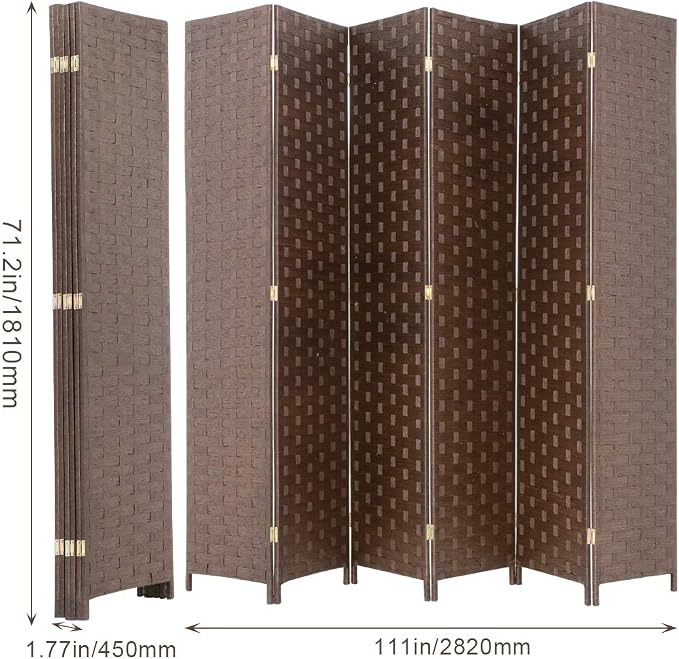 Room Divider Wood Screen 6 Panel Folding Portable Partition Screens Wooden Mesh - Image 7
