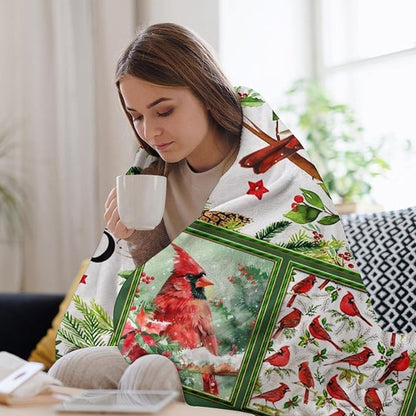 Cardinal Throw Blanket Red Birds Blankets Gifts for Couch Sofa Bed Stuff Decor Lightweight Cozy Fleece Plush Warm Flannel Bedding for Lover Men Women Adults 60"x80"