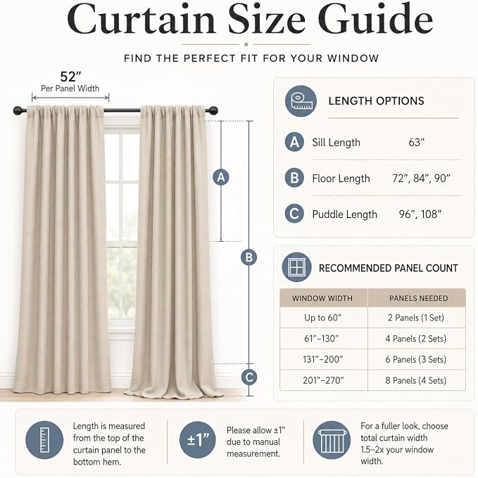100% Blackout Curtains 84 inch Length 2 Panels Faux Linen Long Drapes - Image 9