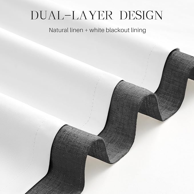 Pinch Pleated Linen Curtains 100% Blackout 102 Inches Long - Image 5