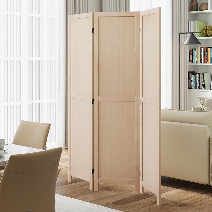 COSTWAY 3 Panel Folding Room Divider, Freestanding Hinged Partition Wall Divider - Image 4