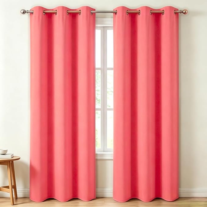 Diraysid Coral Grommet Blackout Curtains by Diraysid%2C+refresh+your+life