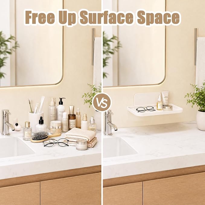 2Pcs Foldable Floating Shelf, No Drill Wall Shelves Adhesive Organizer Tray | - Image 5