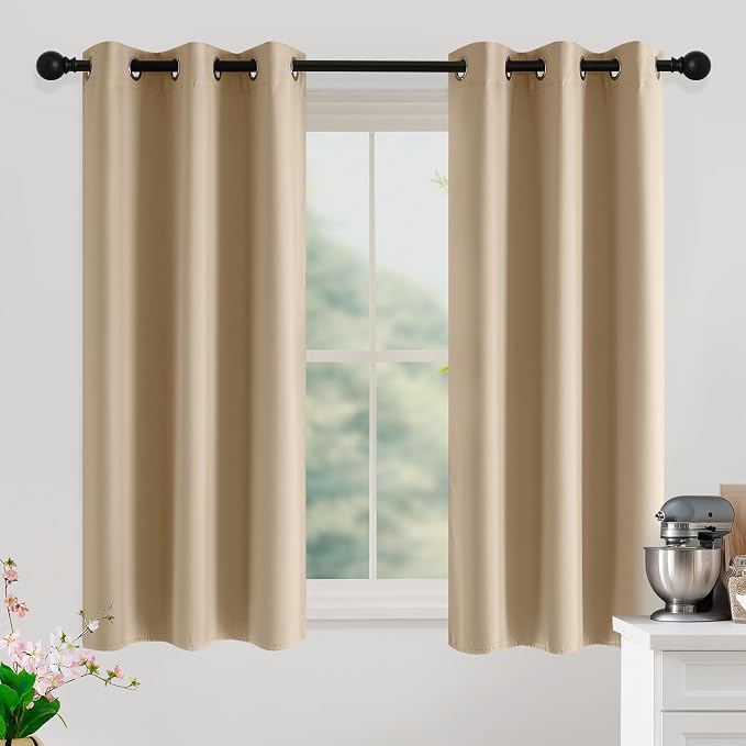 NICETOWN Beige Room Darkening Curtains 54 Inches Long 2 Panels by NICETOWN