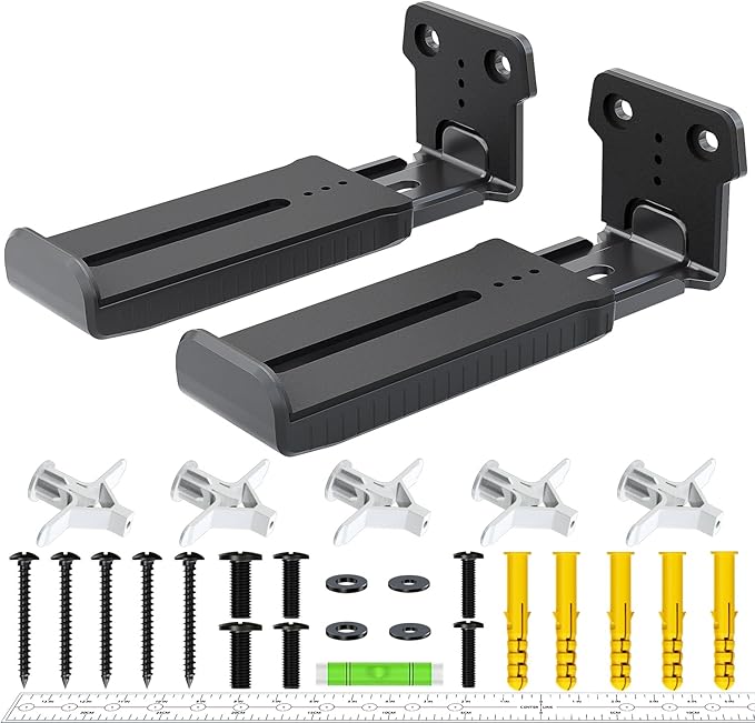 Agandax Soundbar Wall Mount Bracket for Samsung, Sony, LG, Vizio, Bose, JBL and More Sound Bar Mounts Under TV, Depth Adjustable 3.7”-6.4”, Hold up to 38 lbs, Soundbar Shelf