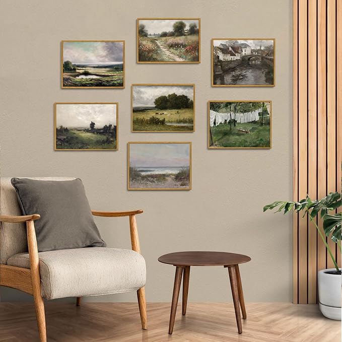 OIQArtOIQ Vintage Landscape Canvas Wall Art Framed Natural Scenery Painting - Image 5
