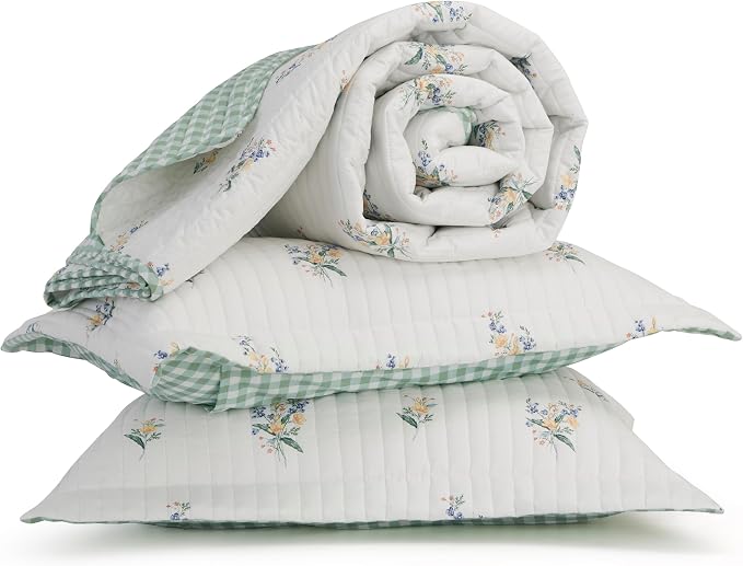 Bedsure Floral Quilts Queen Size, Reversible Botanical Floral Comforter | - Image 8