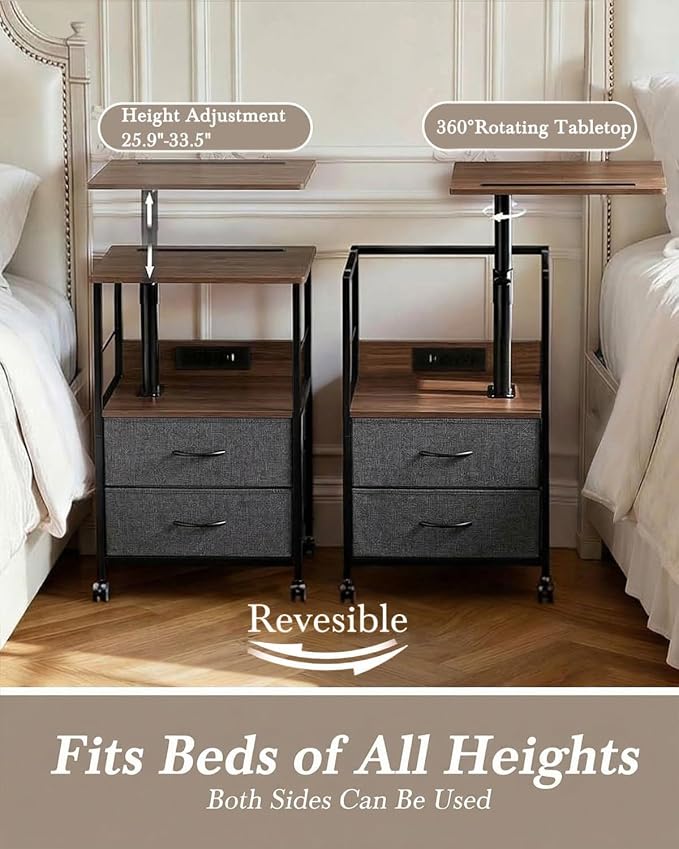 Faesun Swivel Lift Top Nightstand - Image 3