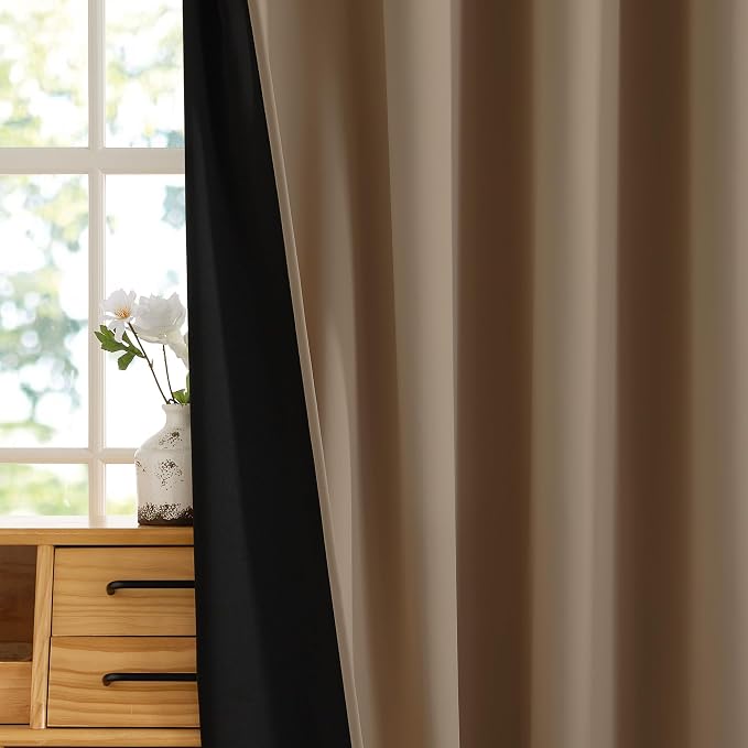 RYB HOME 100% Blackout Bedroom Curtains, Thermal Insulated Curtains | Heat & UV - Image 6