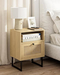 Masupu Rattan Nightstand, Modern Boho Farmhouse Wood Bedside Table by Masupu