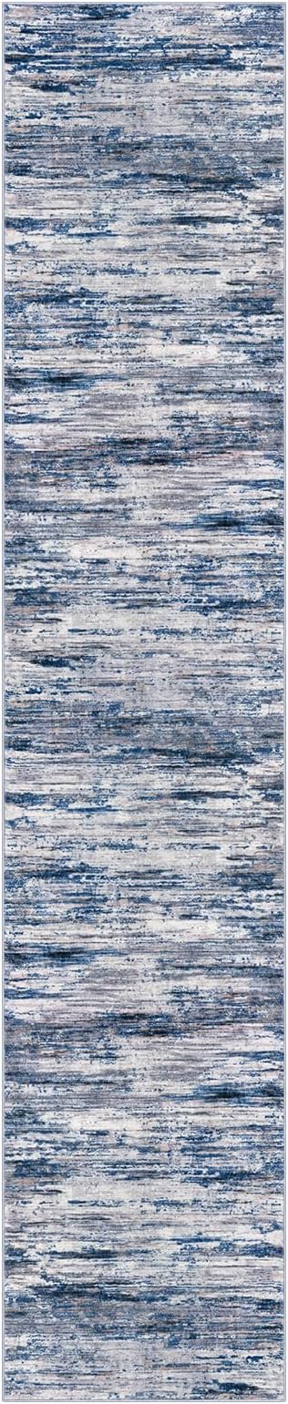 2x10 Modern Abstract Runner Rug for Hallways, Navy Blue Gray Neutral Multi Super Soft Hallway Decor Kitchen Rugs with Non-Slip, Non-Shedding Washable Rug for Hallways Entryway Bedroom Indoor