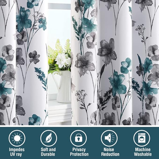 H.VERSAILTEX 100% Blackout Curtains 84 inch Length 2 Panels Set Cattleya Floral - Image 7