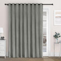 Macochico 100% Blackout Chenille Curtains for Sliding Door Thermal Insulated Noise Reducing Drapery for Living Room Bedroom Hotel, Grommet Curtains with Tieback, Rock Grey, 120" Wx96 L 1 Panel