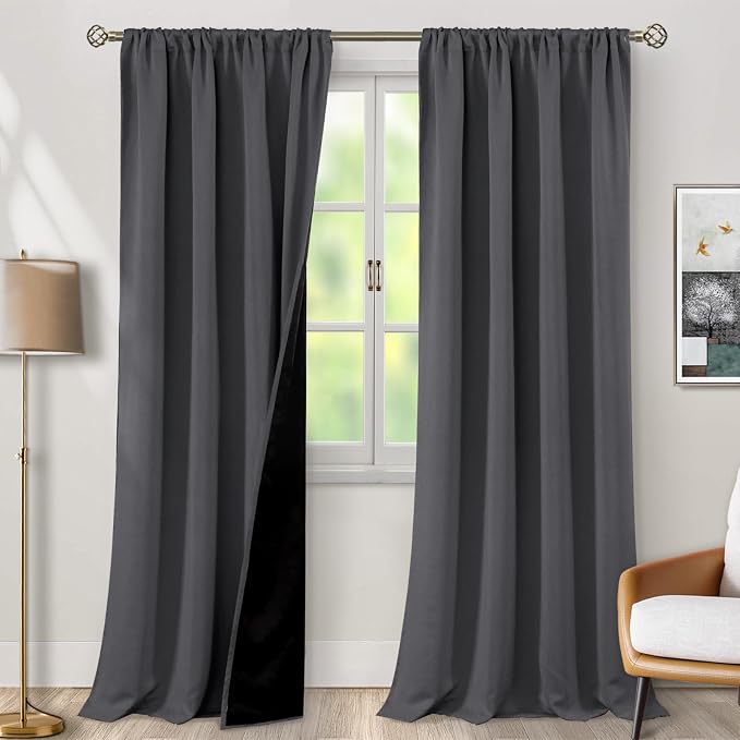 BGment Dark Grey 100% Blackout Curtains by BGment