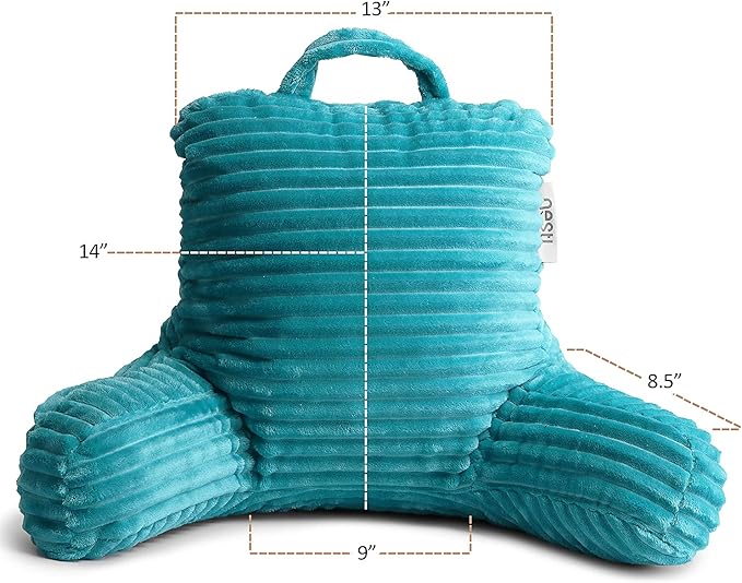 Nestl Reading Pillow for Kids & Teens with Shredded Memory Foam, Luxe Cut Plush Backrest Pillows for Reading and Gaming, for use on Couch, Bed, Floor, Adjustable Support with Washable Cover Teal