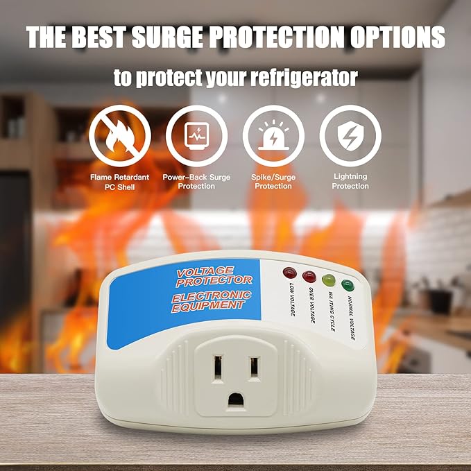 BSEED Surge Protector Home Appliance,Single Outlet Power Voltage Protector,Voltage Brownout Outlet Surge Refrigerator 1440 Watts,Voltage Brownout Plug Outlet, 1875W, 120V, 15A(2 Pack)