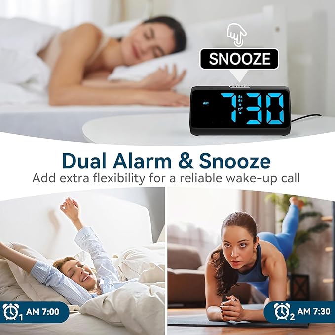 Digital Alarm Clocks for Bedrooms, Loud Alarm Clock - Image 3