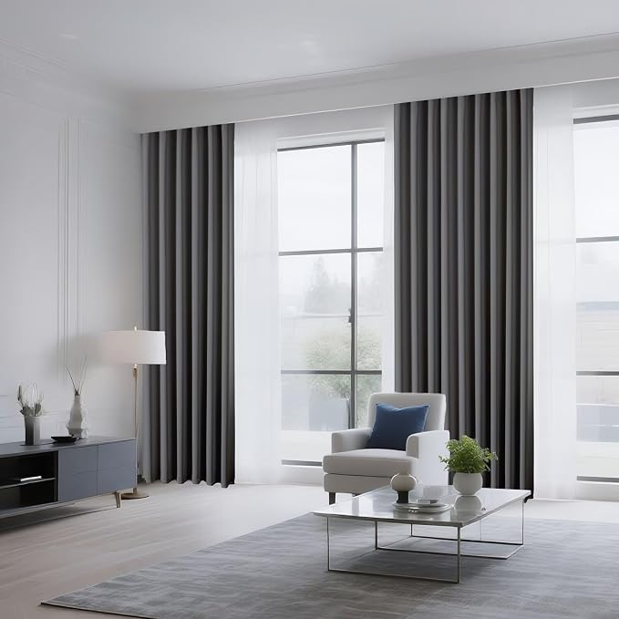 CUCRAF Light Grey Blackout Curtains 63 inch Length 2 Panels Set, Rod Pocket - Image 8