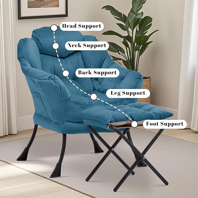 Lazy Chair with Ottoman, Comfy Reading Chair, Lounge Chair - Image 6