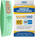 30 Pack Type CC Vacuum Bags for Oreck XL, XL5, XL7, XL21, 2000, 3000, 4000, 7000, 8000, 9000 Upright Vacuum Cleaner, Hypo-Allergenic Bags