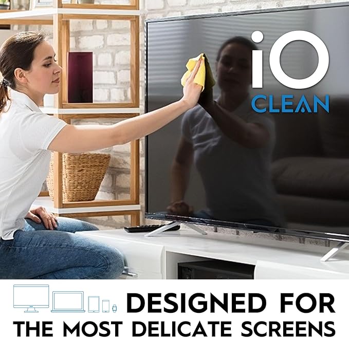 Screen Cleaner Spray (16oz - 473ml) – Best Large Cleaning Kit for LCD LED OLED TV, Smartphone, iPad, Laptop, Touchscreen, Computer Monitor, Electronic Devices, Microfiber Cloth Wipes and 2 Nozzles