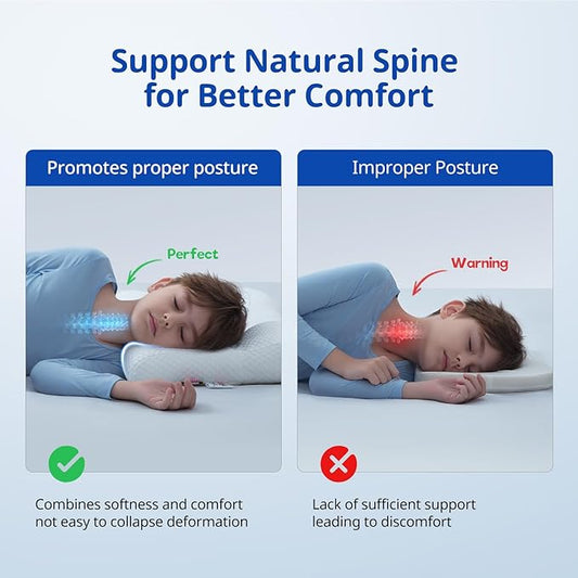 Toddler Pillow with Pillowcase, Breathable & Cozy Machine Washable Kids Pillow with Pillowcase, 21.6x13.8 Ergonomic Children Pillow for Boys and Girls Aged 3-8 (Rabbit, Height 2)