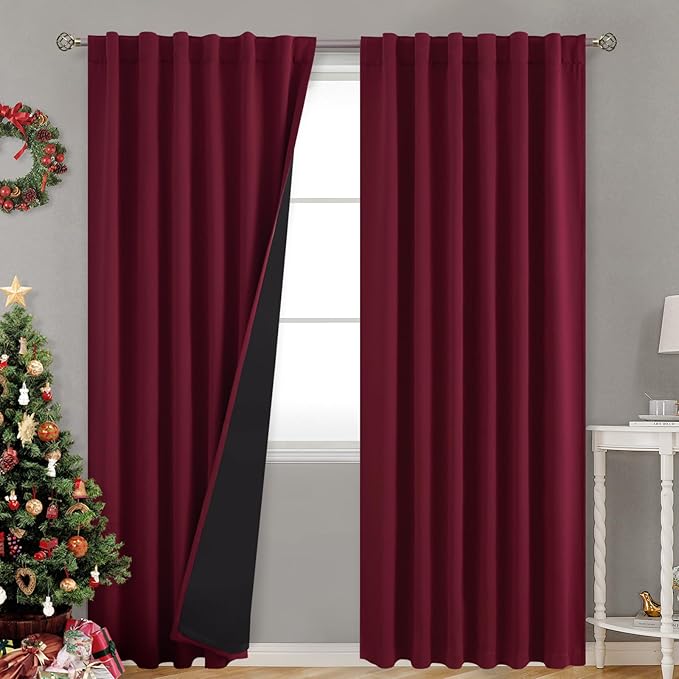 BGment Burgundy Red Full Blackout Curtains by BGment