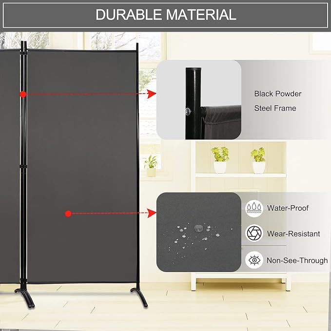 MAYOLIAH 3 Panels Room Divider Partition 6ft Tall Folding Privacy Screen | - Image 3